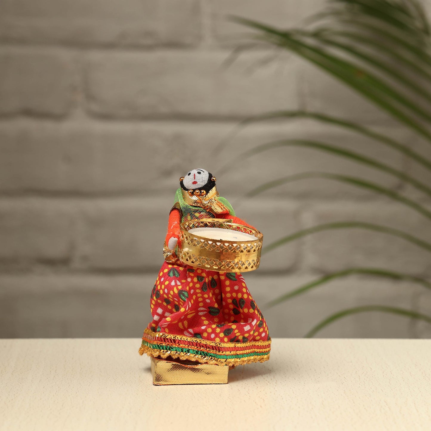 Rajasthani Puppet Couple Handmade Tealight Candle Holders (Set of 2)