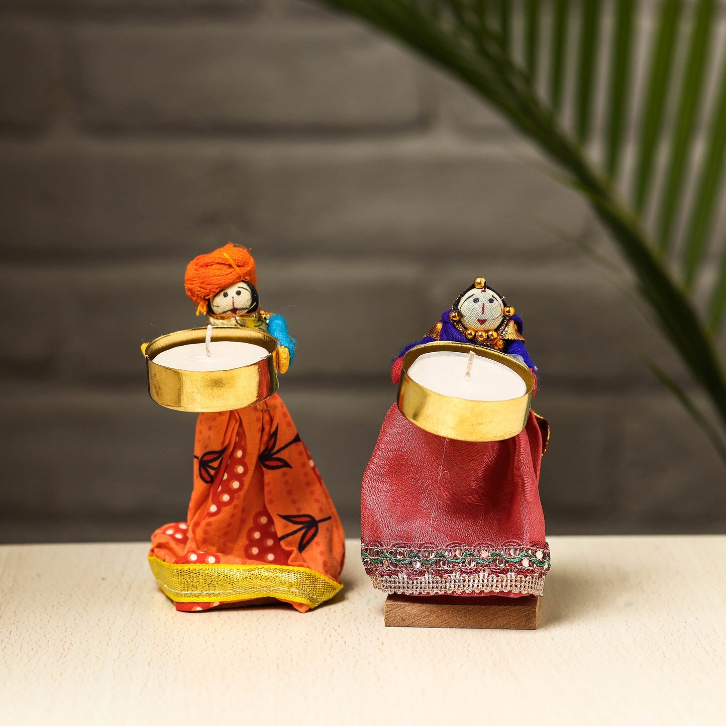 Rajasthani Puppet Couple Handmade Tealight Candle Holders