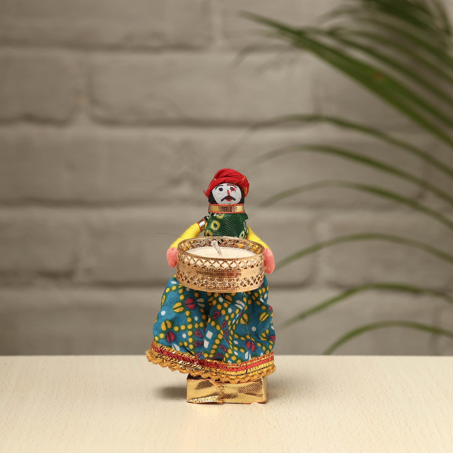 Rajasthani Puppet Couple Handmade Tealight Candle Holders (Set of 2)