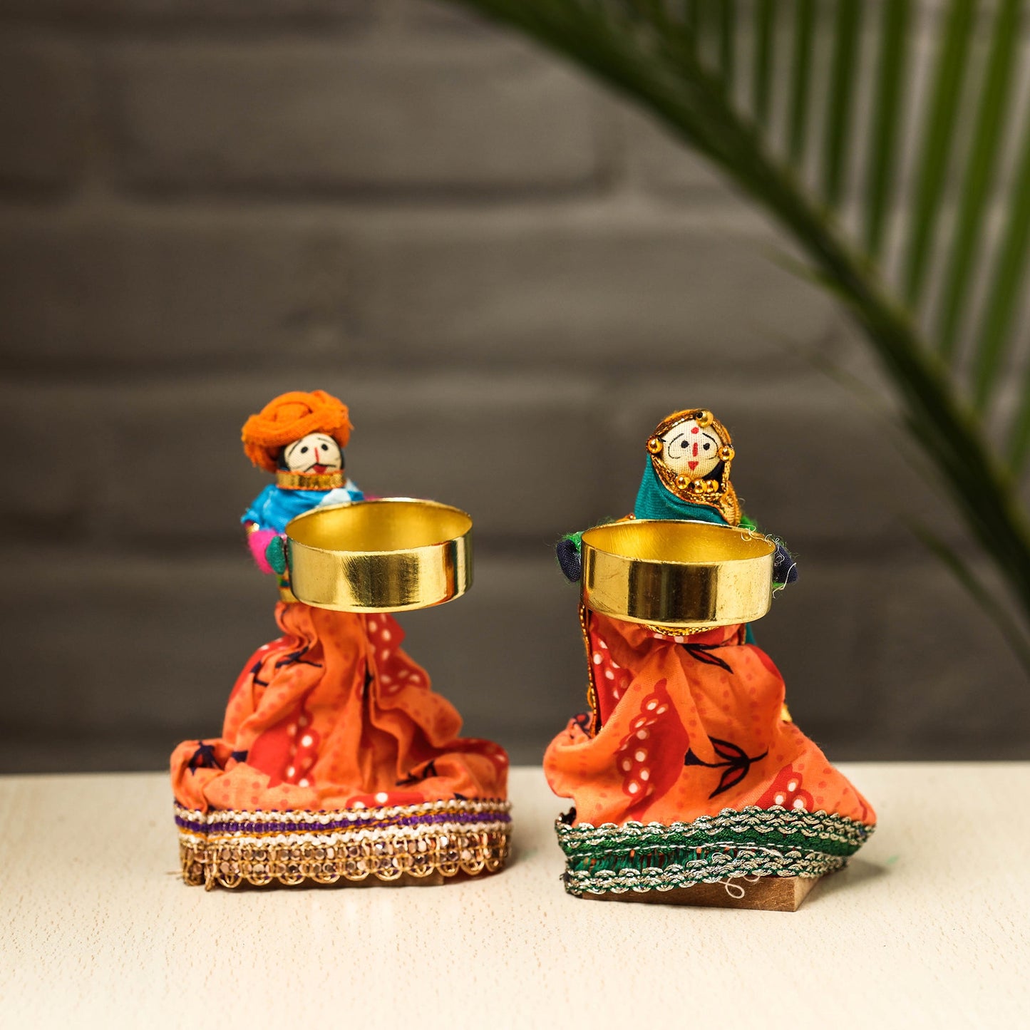 Rajasthani Puppet Couple Handmade Tealight Candle Holders