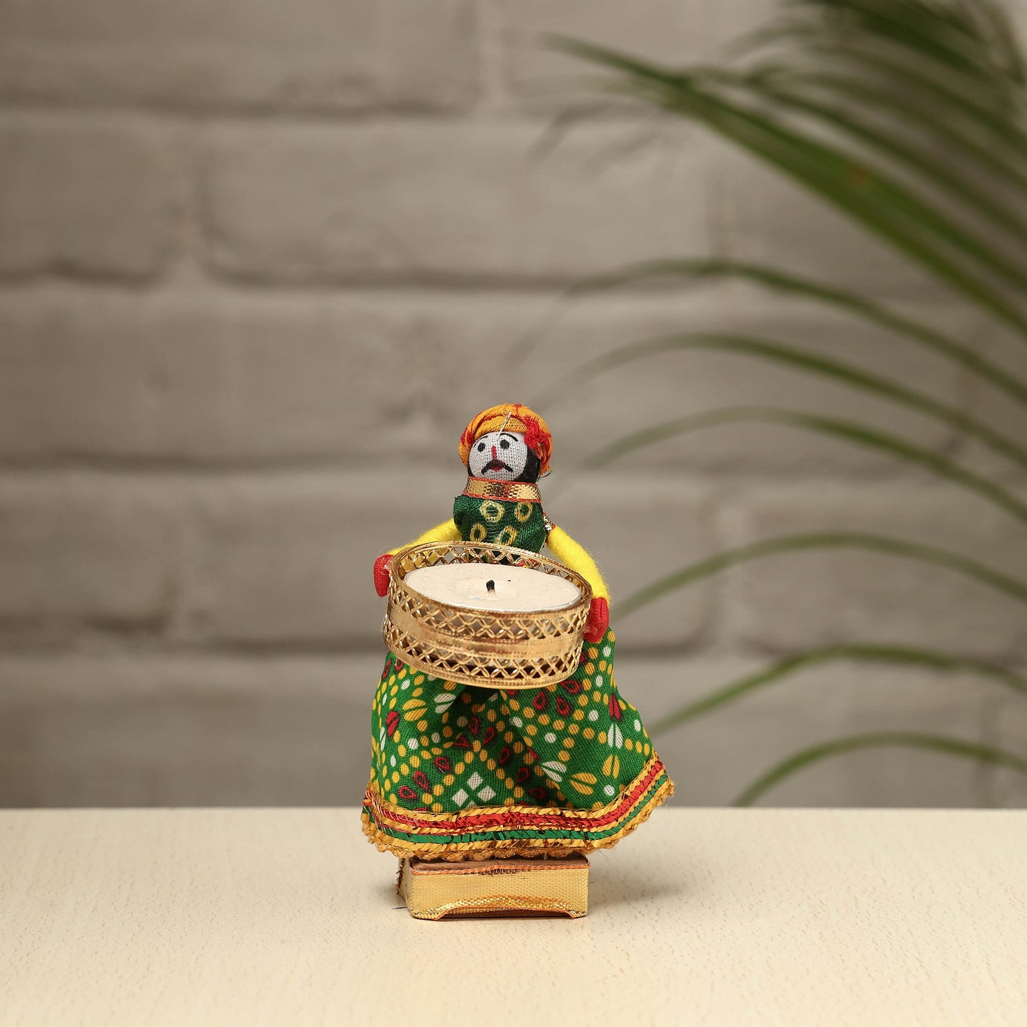 Rajasthani Puppet Couple Handmade Tealight Candle Holders (Set of 2)