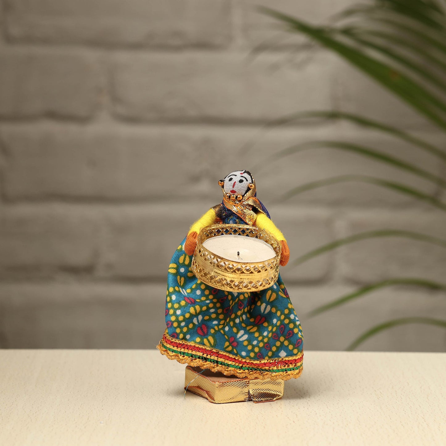 Rajasthani Puppet Couple Handmade Tealight Candle Holders (Set of 2)