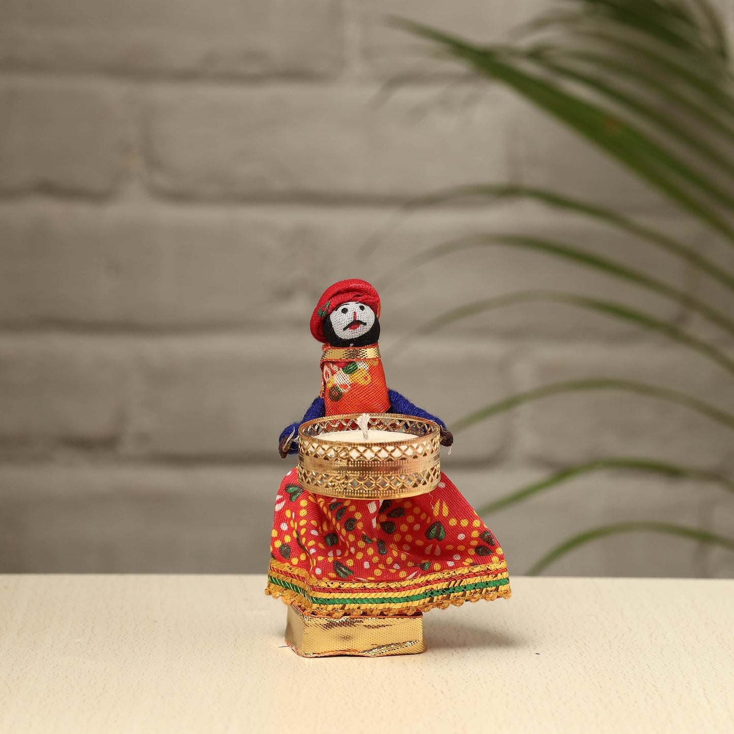Rajasthani Puppet Couple Handmade Tealight Candle Holders (Set of 2)