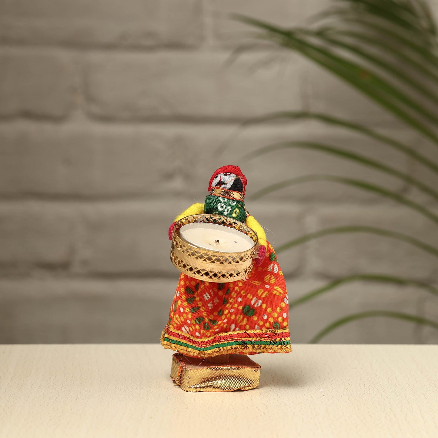 Rajasthani Puppet Couple Handmade Tealight Candle Holders (Set of 2)