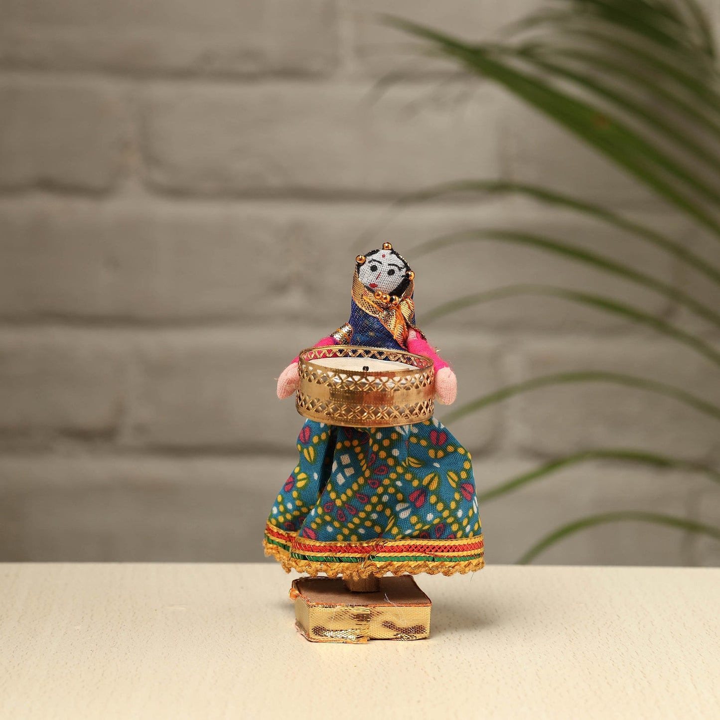 Rajasthani Puppet Couple Handmade Tealight Candle Holders (Set of 2)