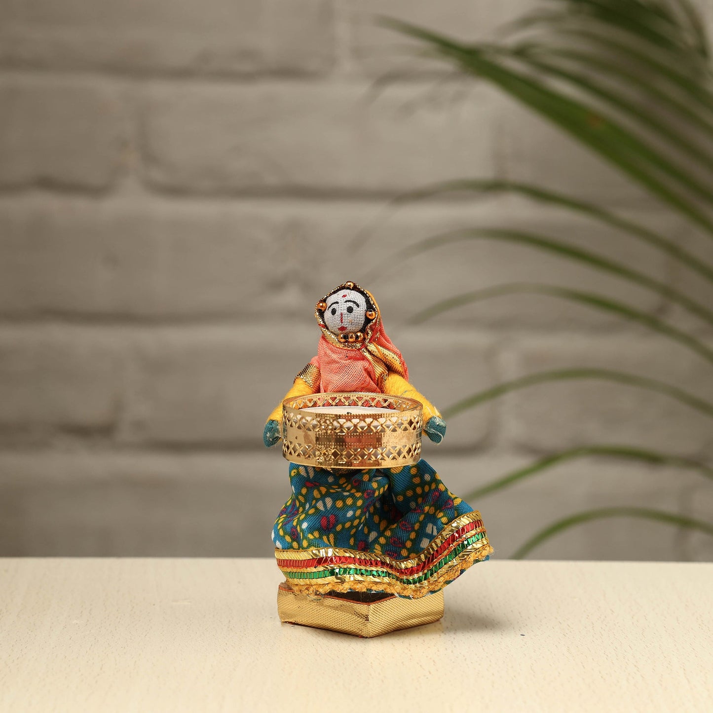 Rajasthani Puppet Couple Handmade Tealight Candle Holders (Set of 2)