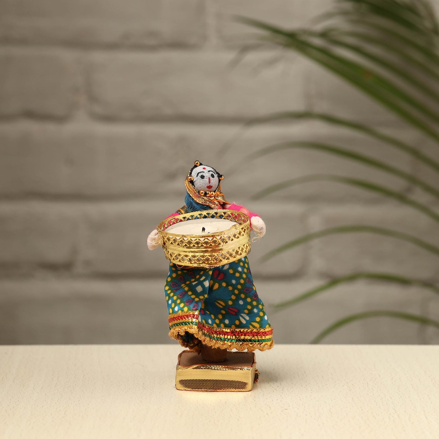 Rajasthani Puppet Couple Handmade Tealight Candle Holders (Set of 2)
