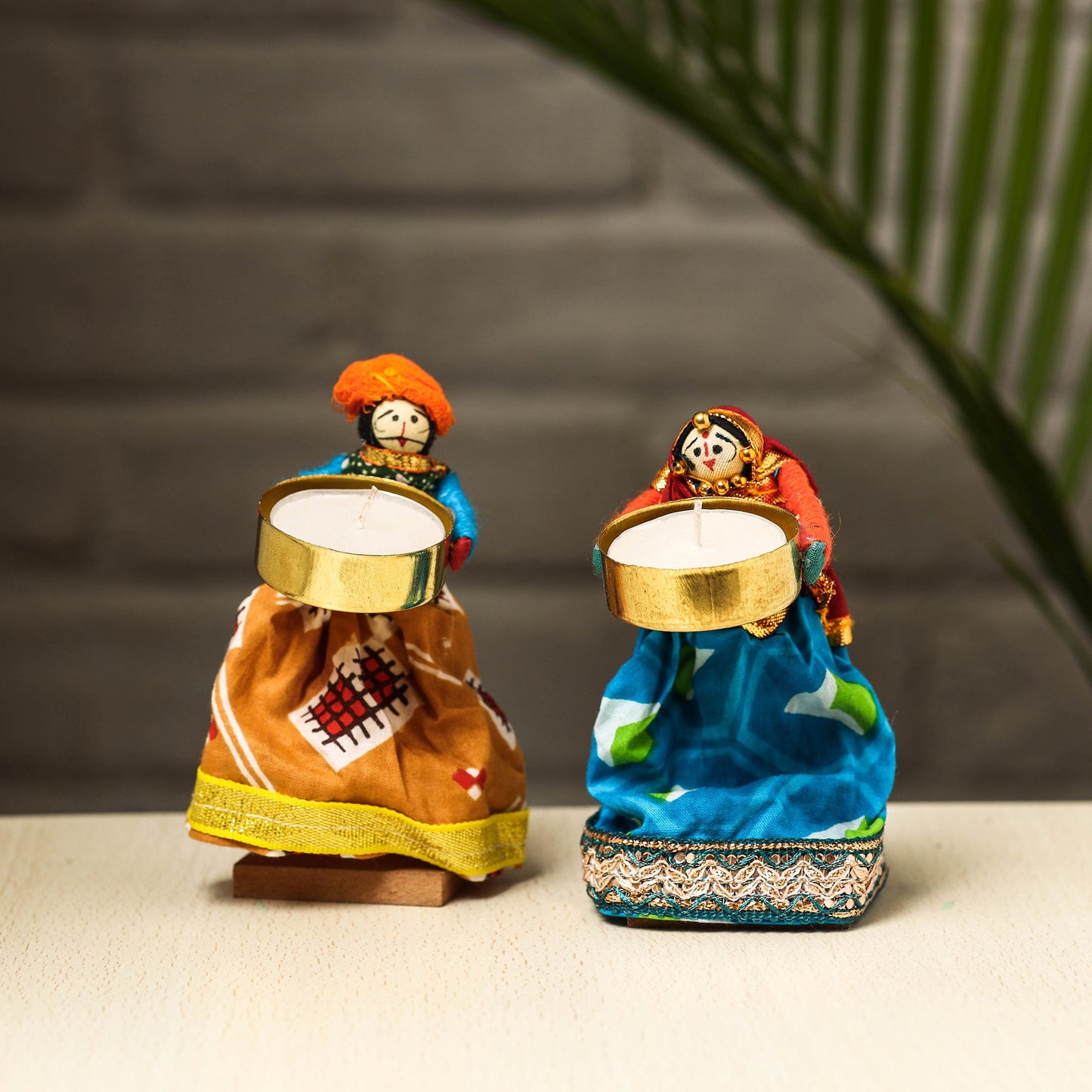 Rajasthani Puppet Couple Handmade Tealight Candle Holders