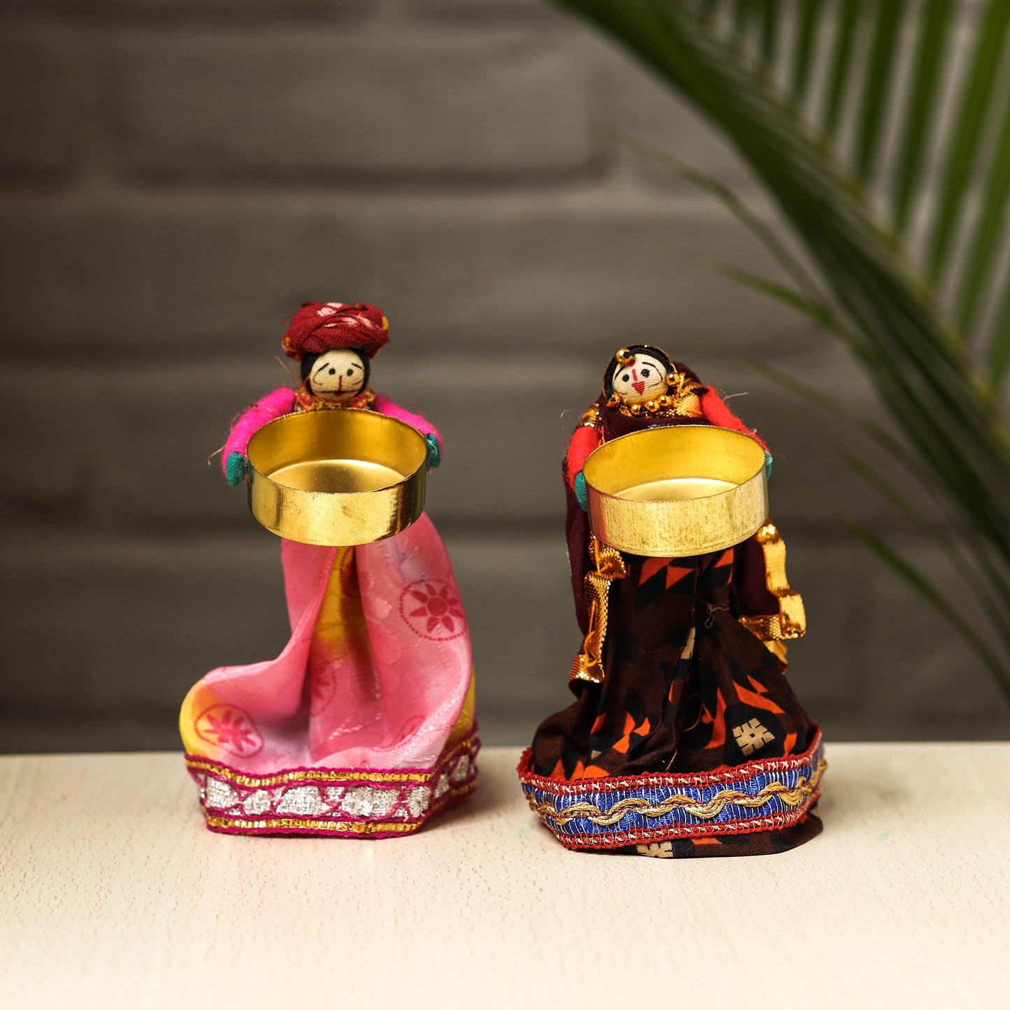 Rajasthani Puppet Couple Handmade Tealight Candle Holders