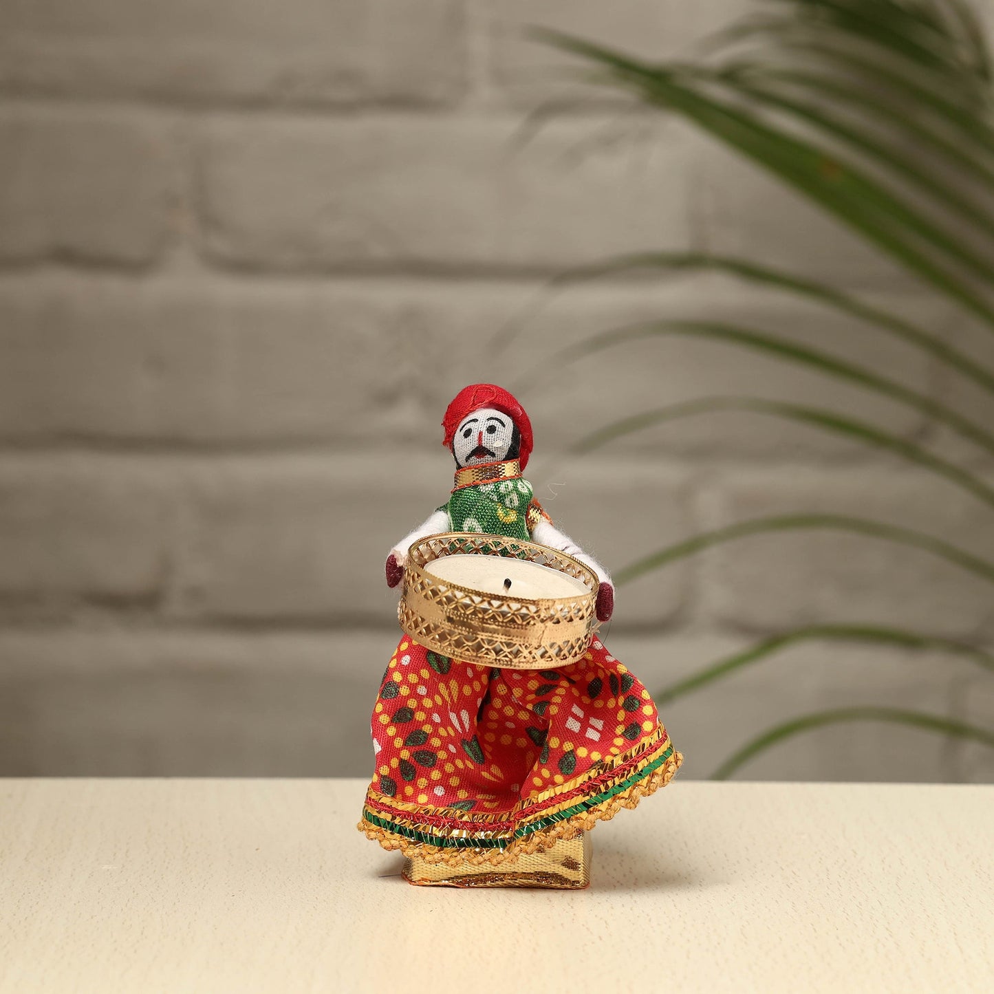 Rajasthani Puppet Couple Handmade Tealight Candle Holders (Set of 2)
