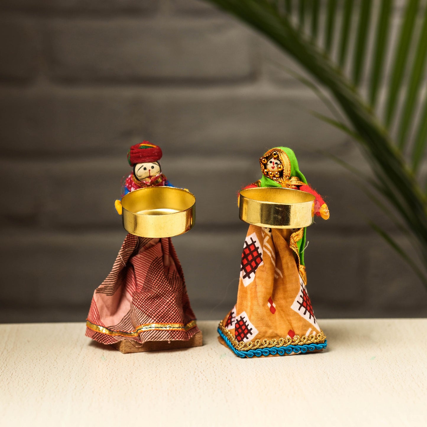 Rajasthani Puppet Couple Handmade Tealight Candle Holders