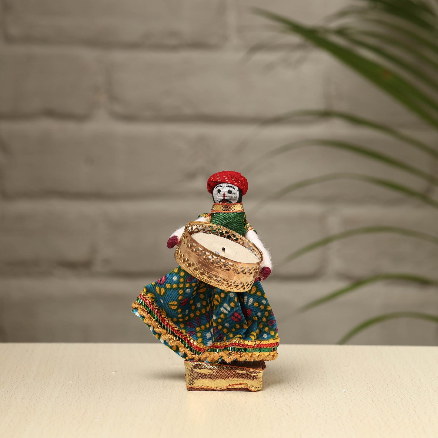 Rajasthani Puppet Couple Handmade Tealight Candle Holders (Set of 2)
