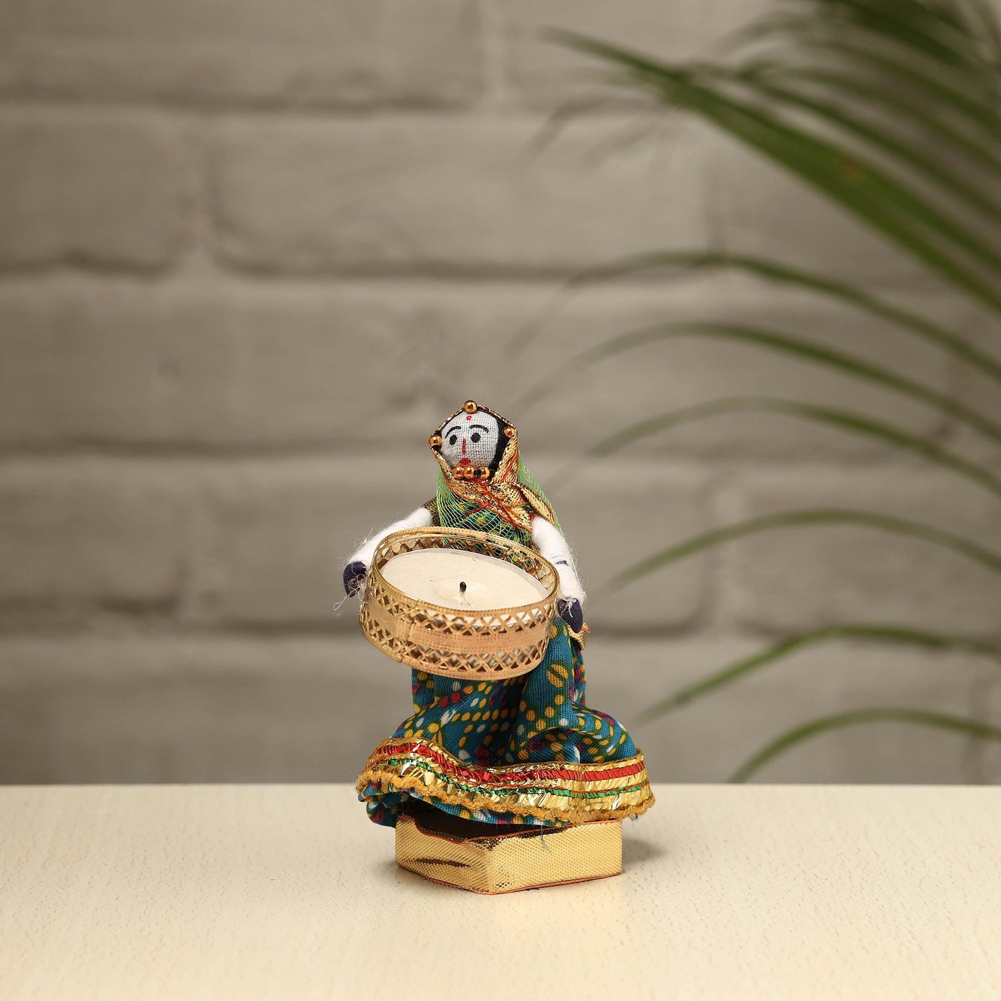 Rajasthani Puppet Couple Handmade Tealight Candle Holders (Set of 2)
