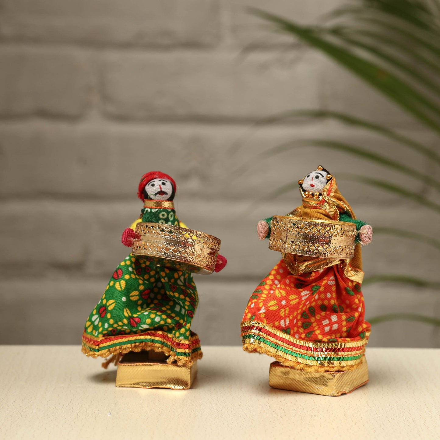 Rajasthani Puppet Couple Handmade Tealight Candle Holders (Set of 2)
