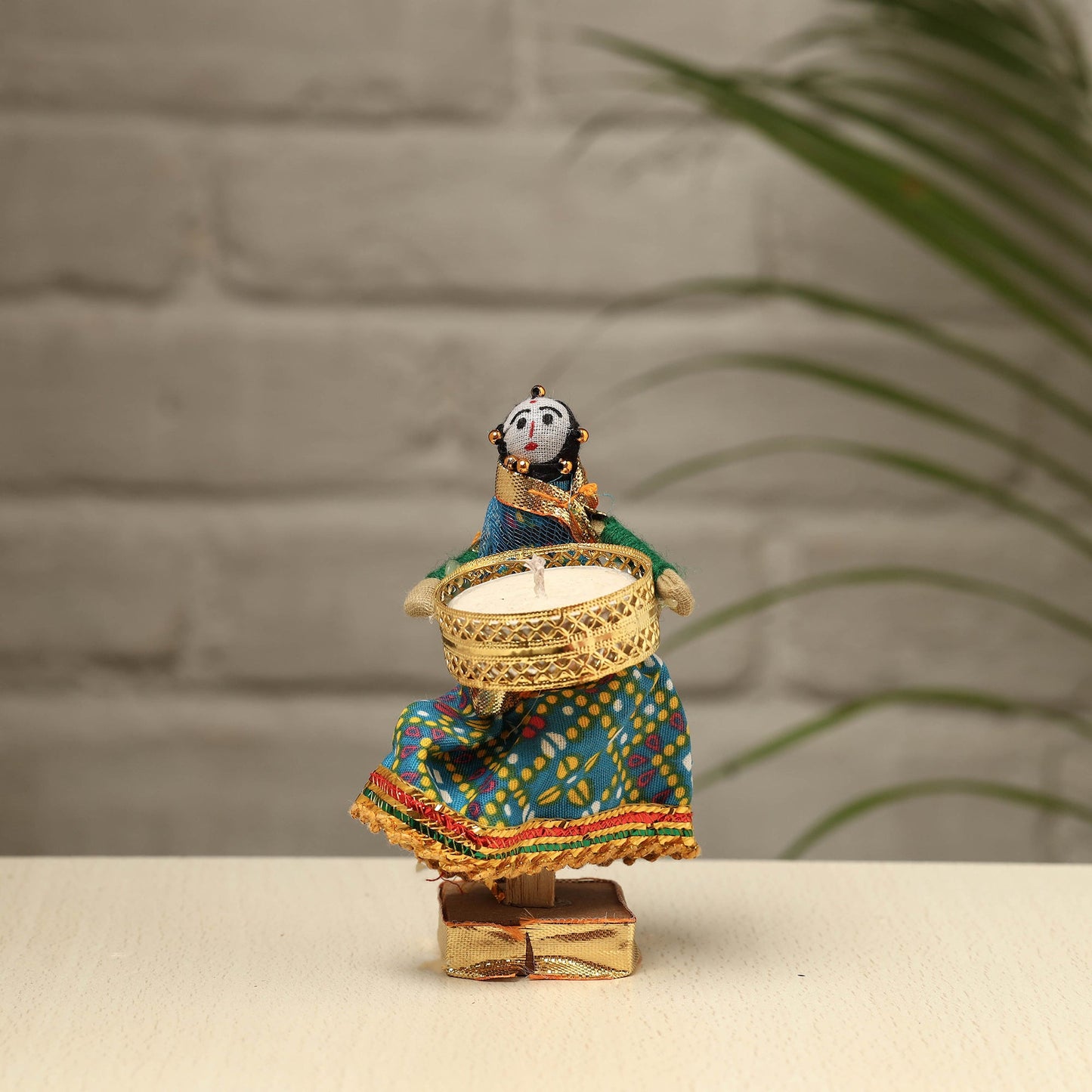 Rajasthani Puppet Couple Handmade Tealight Candle Holders (Set of 2)