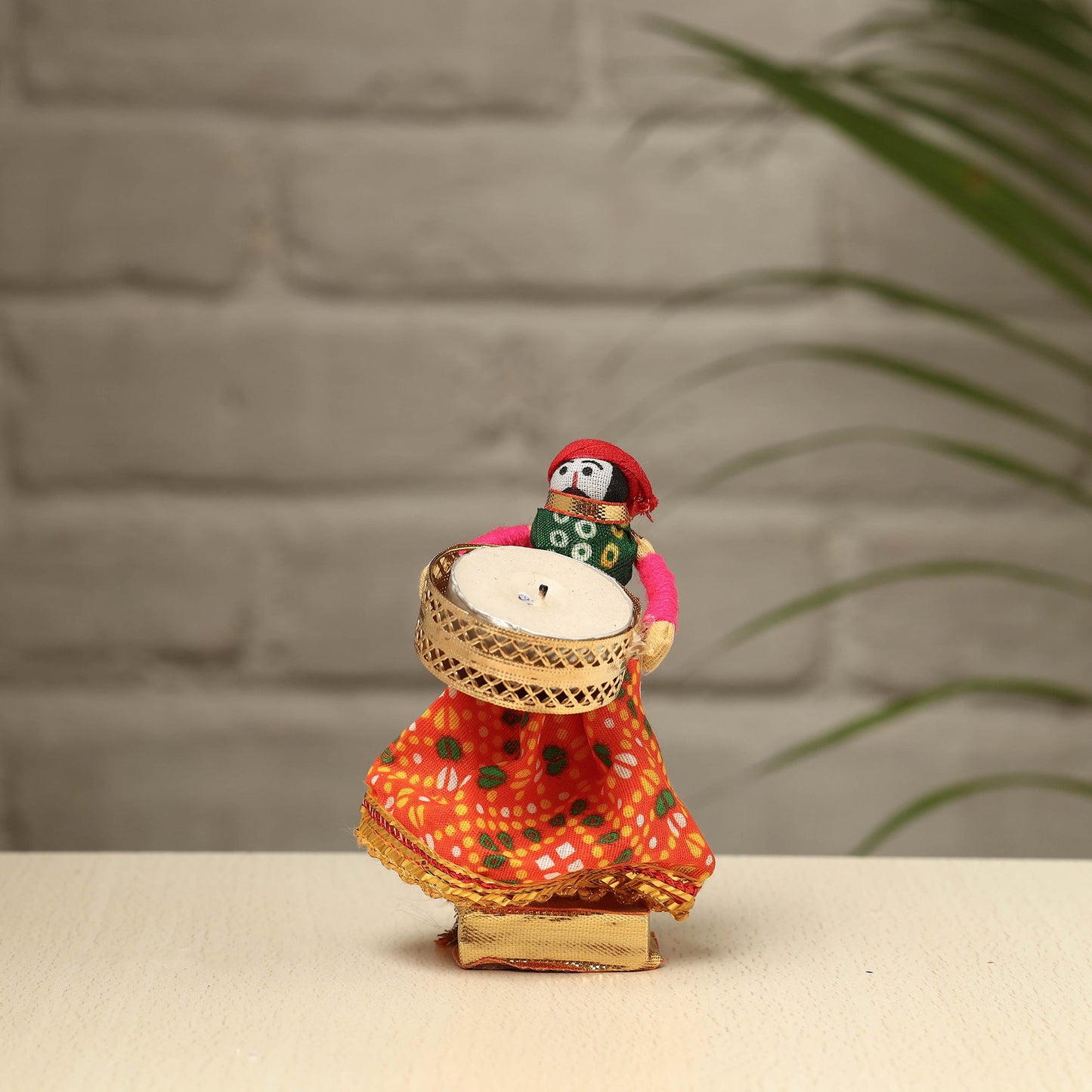 Rajasthani Puppet Couple Handmade Tealight Candle Holders (Set of 2)