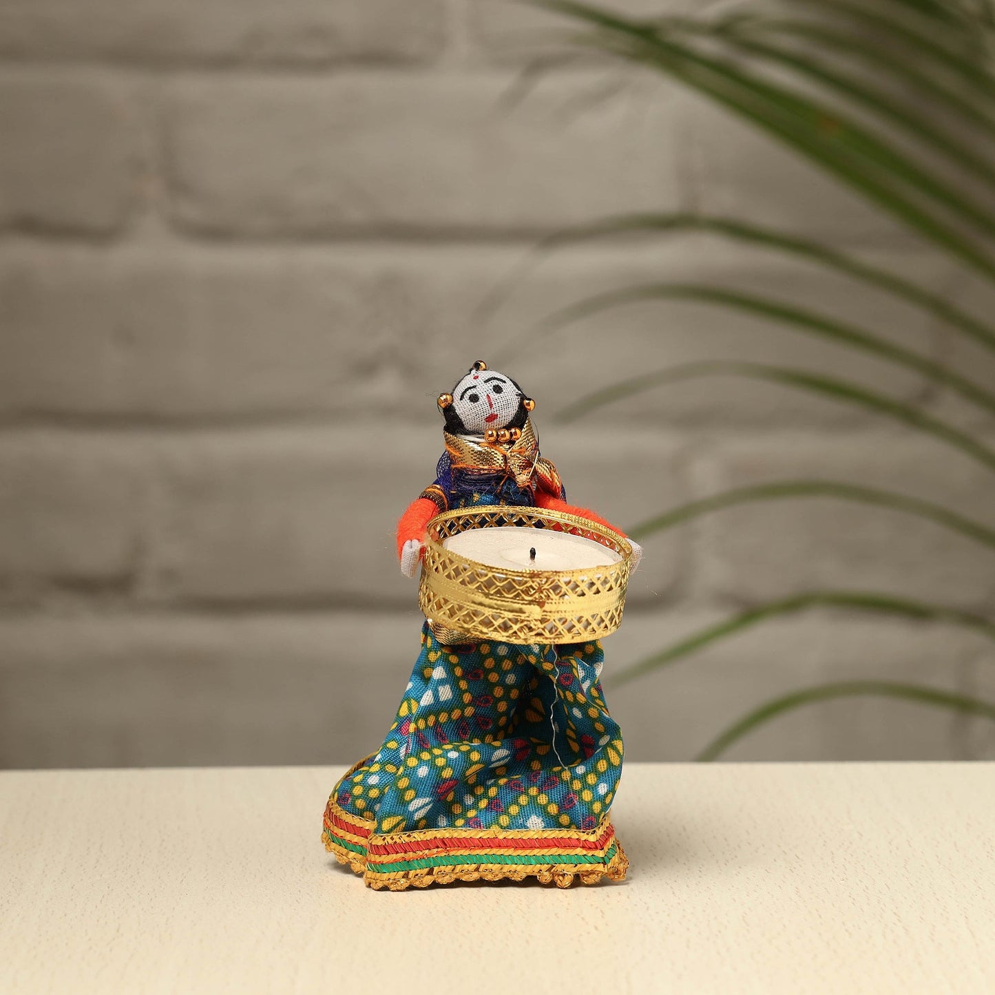 Rajasthani Puppet Couple Handmade Tealight Candle Holders (Set of 2)