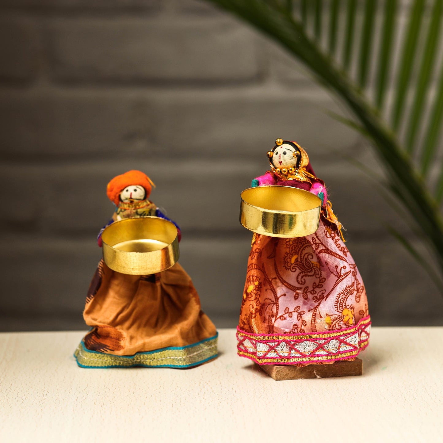Rajasthani Puppet Couple Handmade Tealight Candle Holders