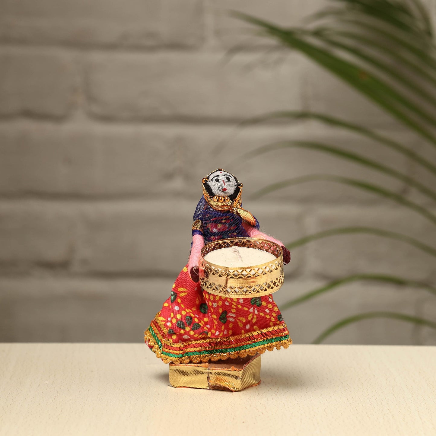 Rajasthani Puppet Couple Handmade Tealight Candle Holders (Set of 2)