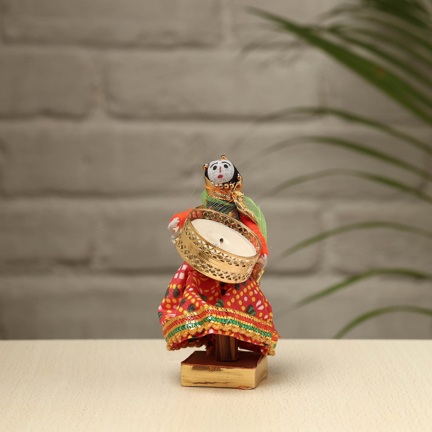 Rajasthani Puppet Couple Handmade Tealight Candle Holders (Set of 2)