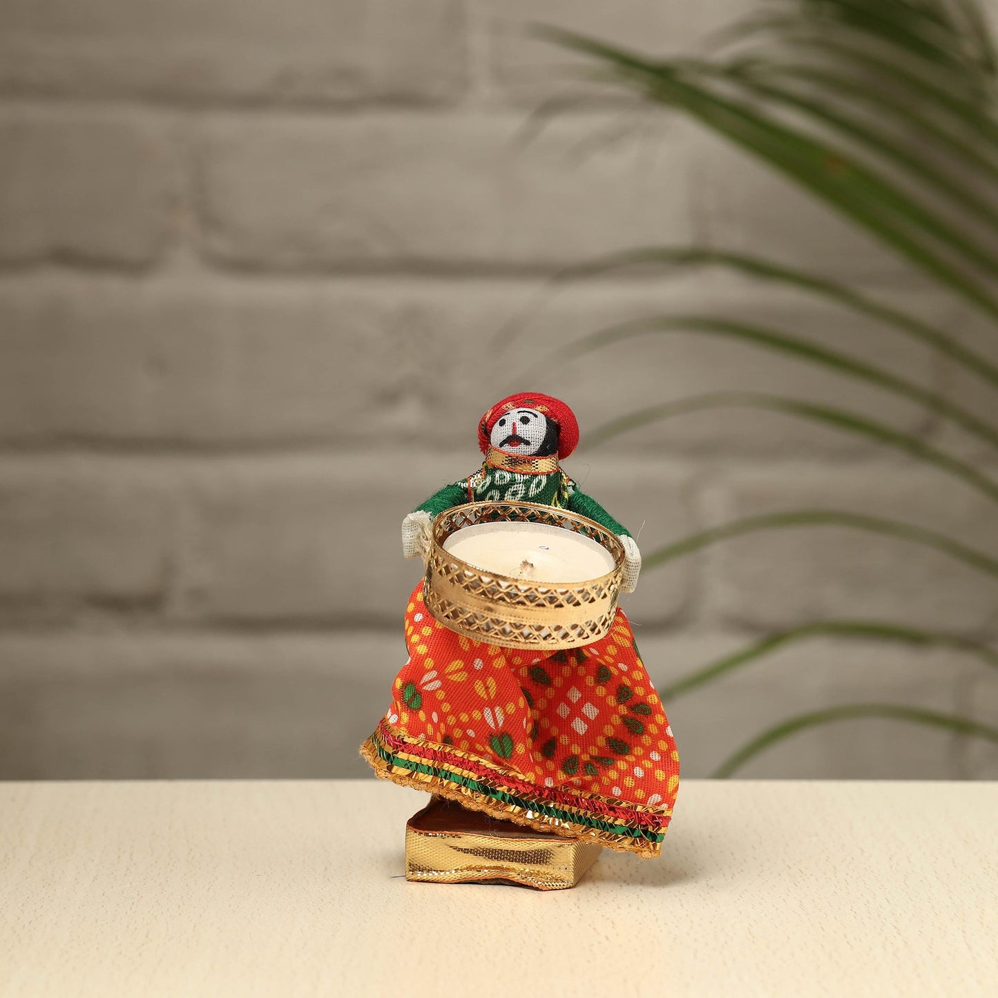 Rajasthani Puppet Couple Handmade Tealight Candle Holders (Set of 2)