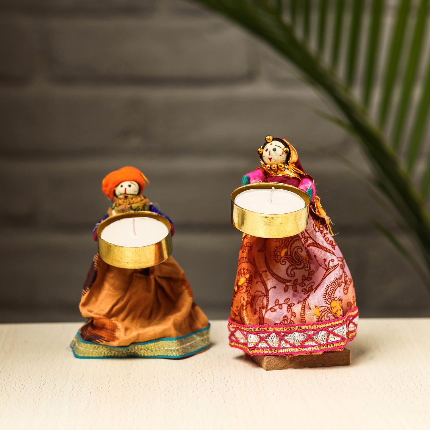 Rajasthani Puppet Couple Handmade Tealight Candle Holders
