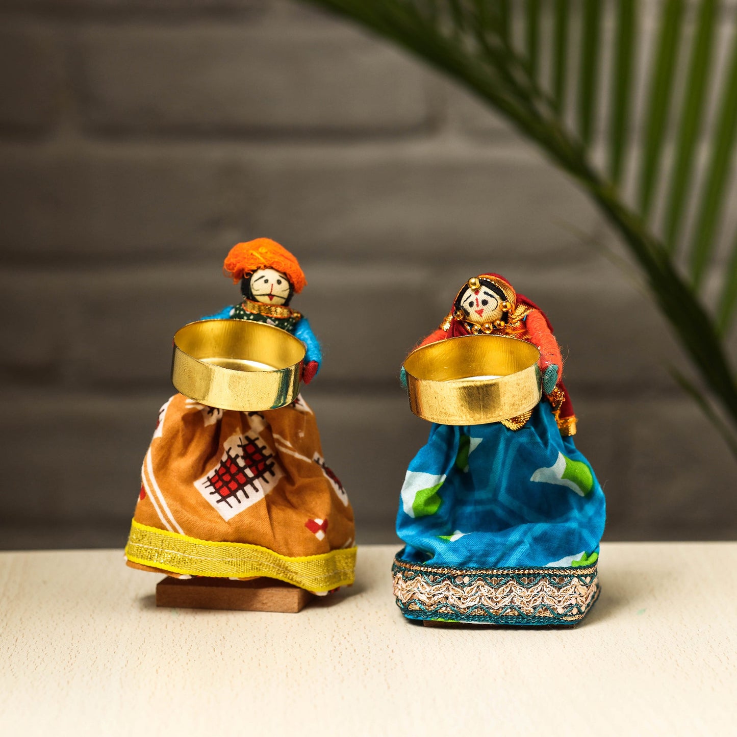 Rajasthani Puppet Couple Handmade Tealight Candle Holders