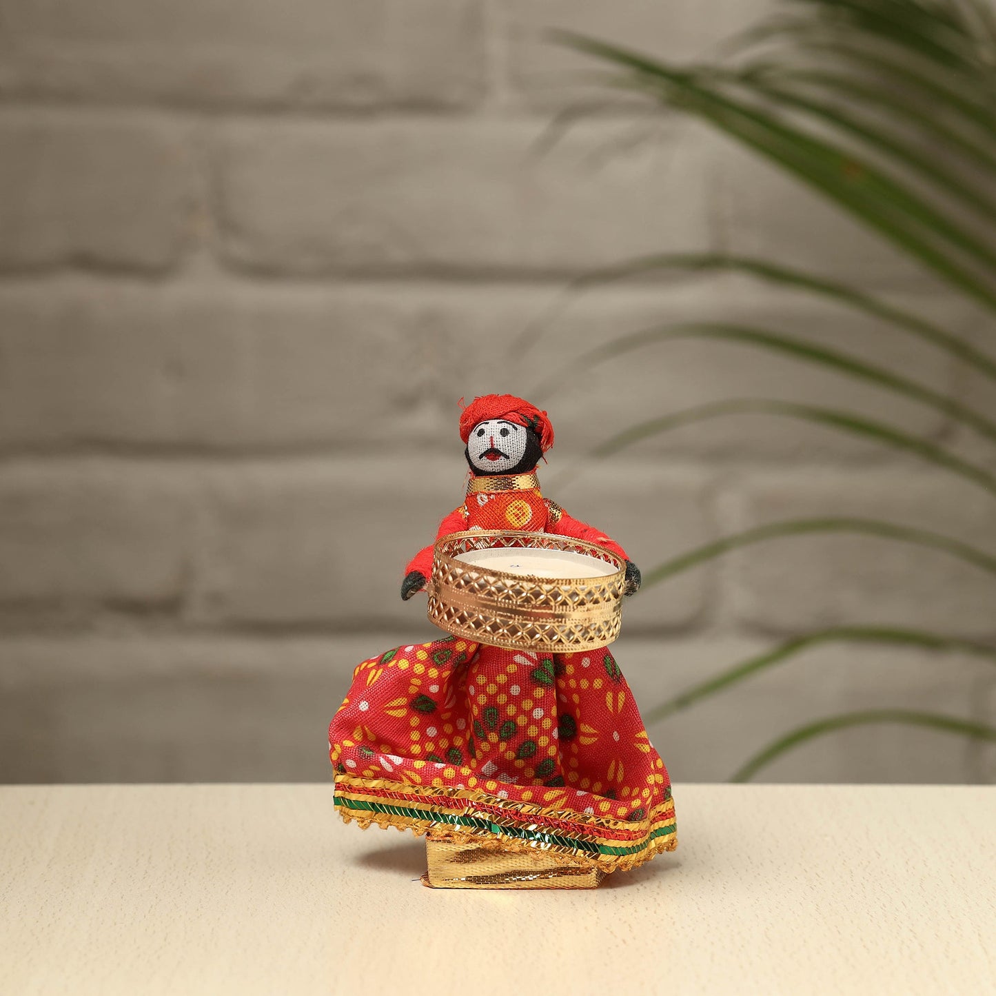 Rajasthani Puppet Couple Handmade Tealight Candle Holders (Set of 2)