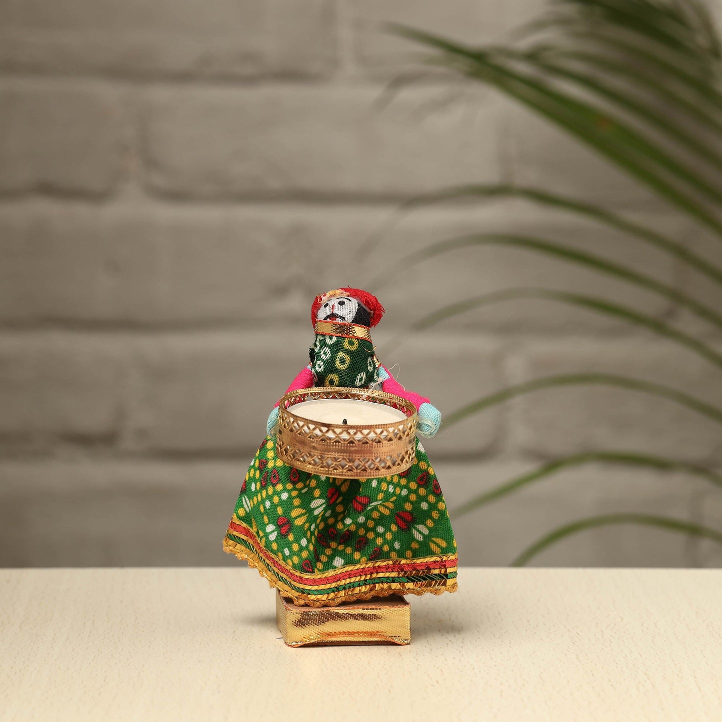 Rajasthani Puppet Couple Handmade Tealight Candle Holders (Set of 2)