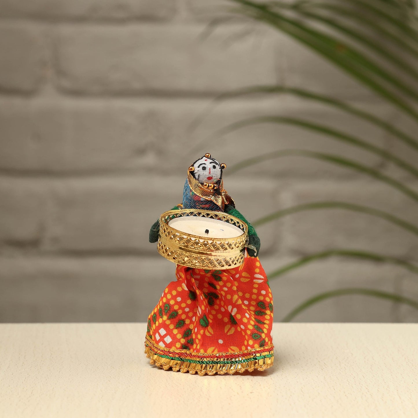 Rajasthani Puppet Couple Handmade Tealight Candle Holders (Set of 2)