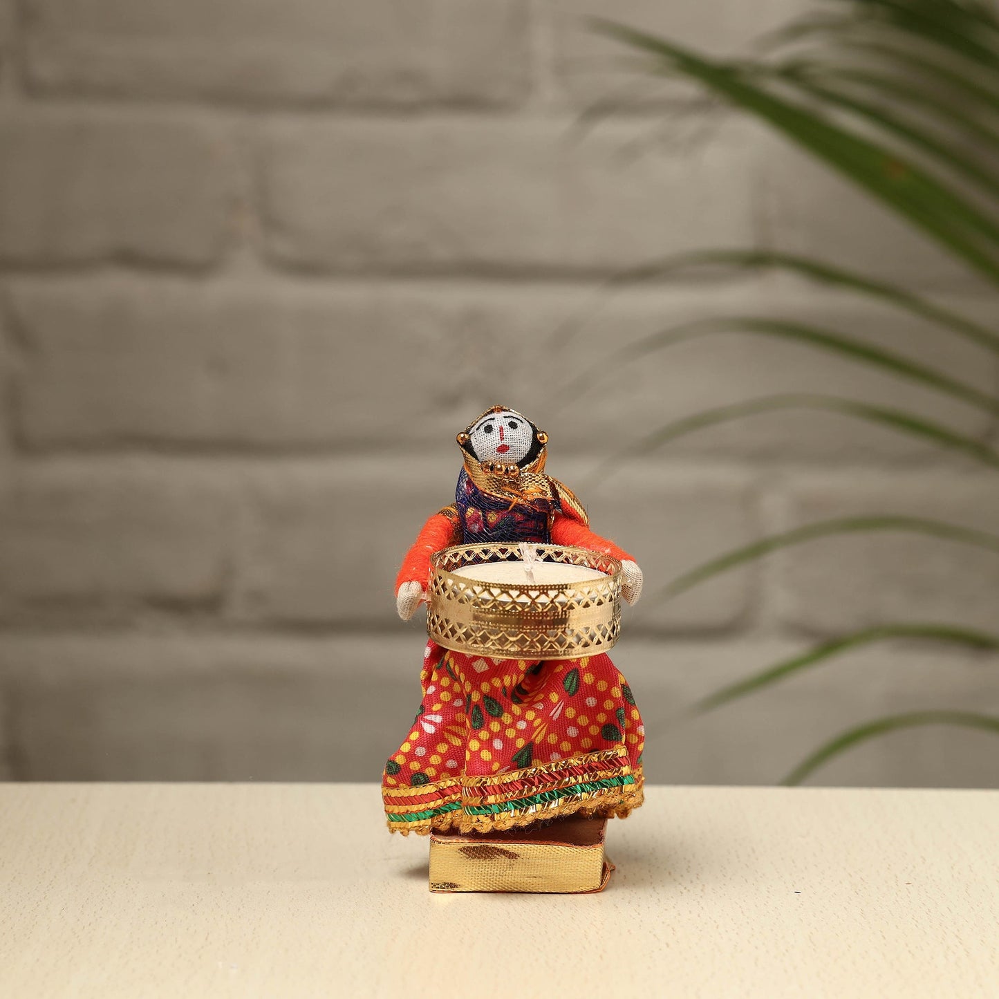 Rajasthani Puppet Couple Handmade Tealight Candle Holders (Set of 2)