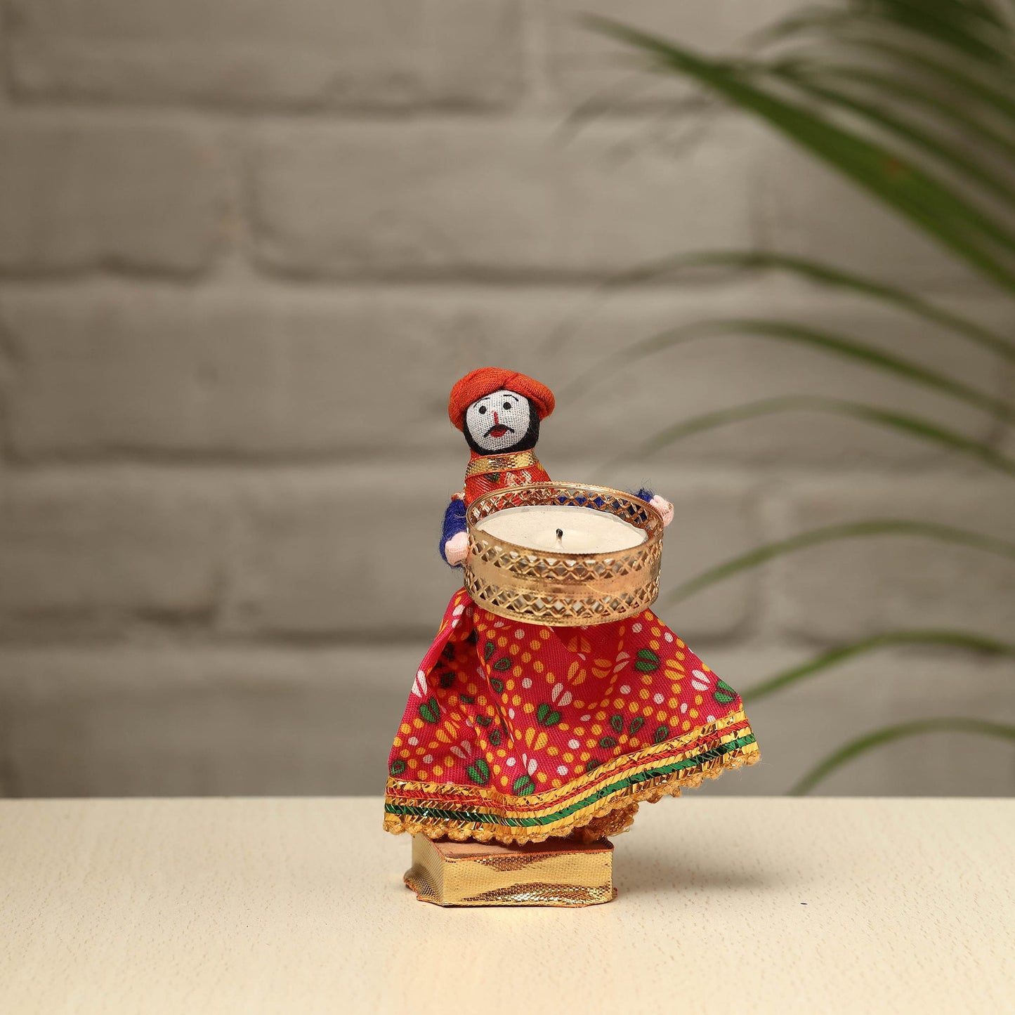 Rajasthani Puppet Couple Handmade Tealight Candle Holders (Set of 2)
