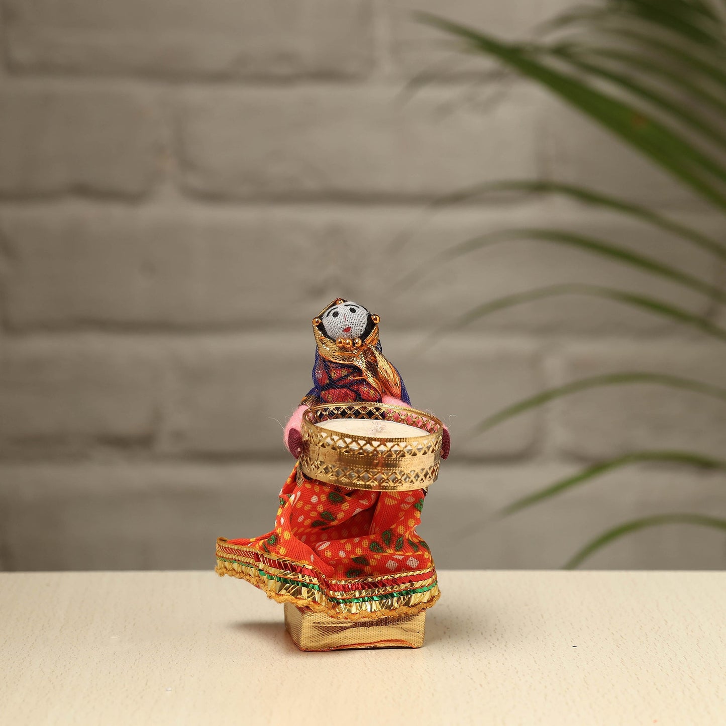 Rajasthani Puppet Couple Handmade Tealight Candle Holders (Set of 2)