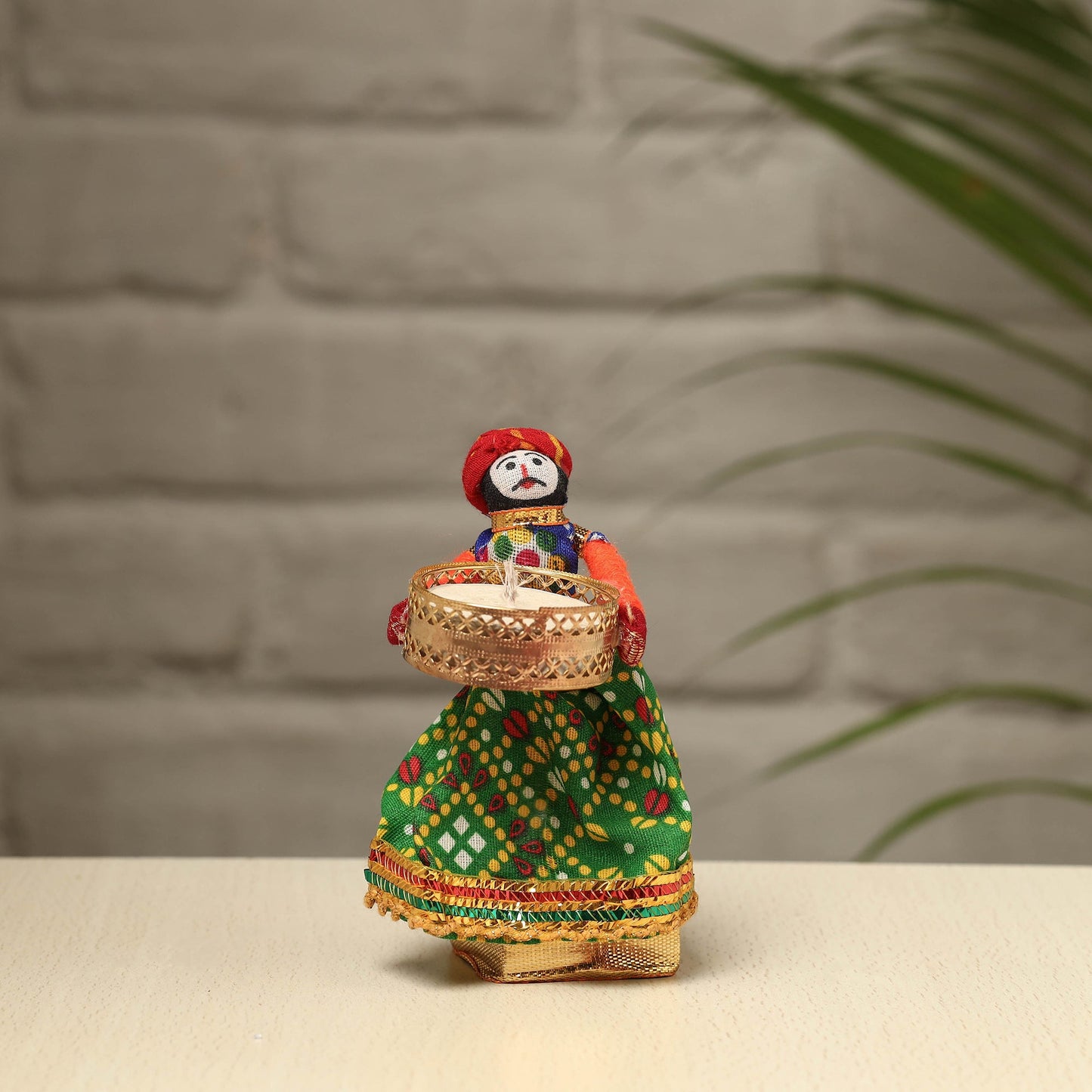 Rajasthani Puppet Couple Handmade Tealight Candle Holders (Set of 2)