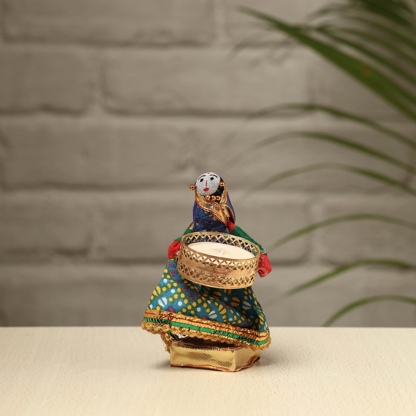 Rajasthani Puppet Couple Handmade Tealight Candle Holders (Set of 2)