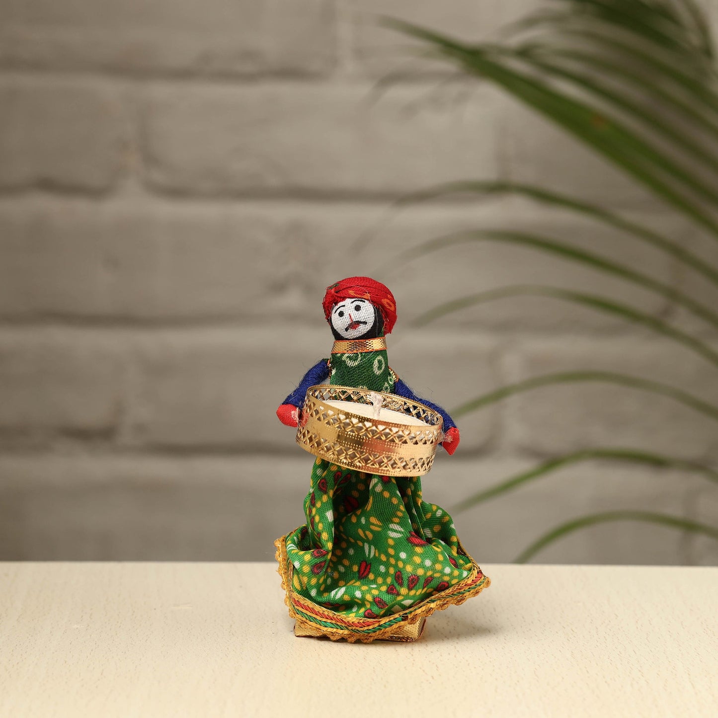 Rajasthani Puppet Couple Handmade Tealight Candle Holders (Set of 2)