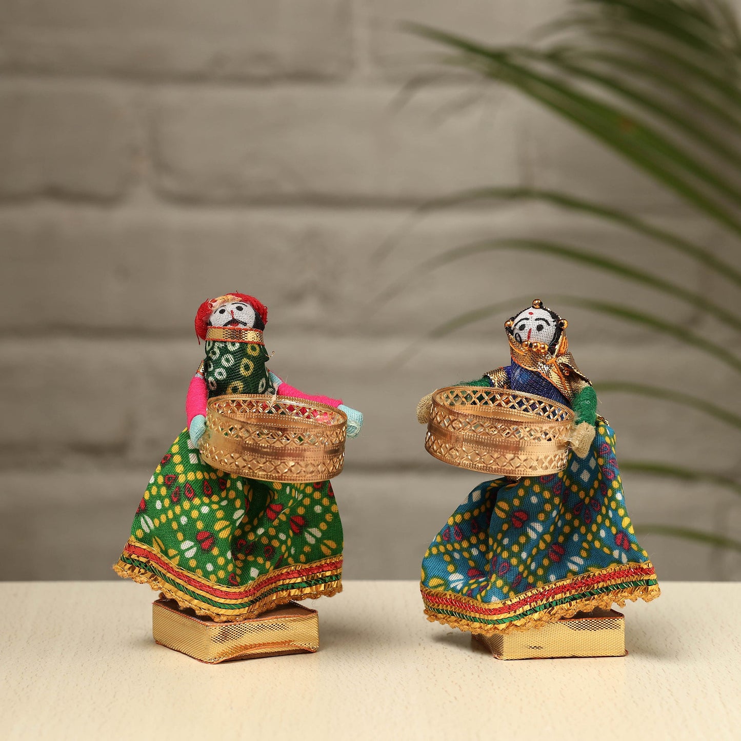 Rajasthani Puppet Couple Handmade Tealight Candle Holders (Set of 2)