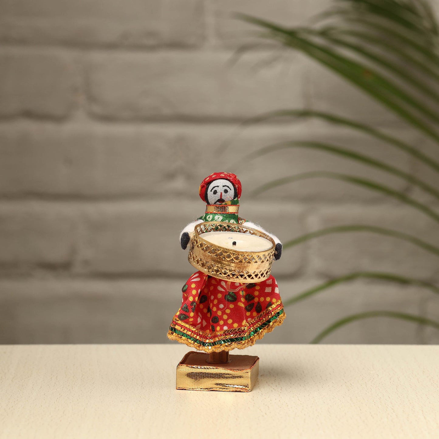Rajasthani Puppet Couple Handmade Tealight Candle Holders (Set of 2)