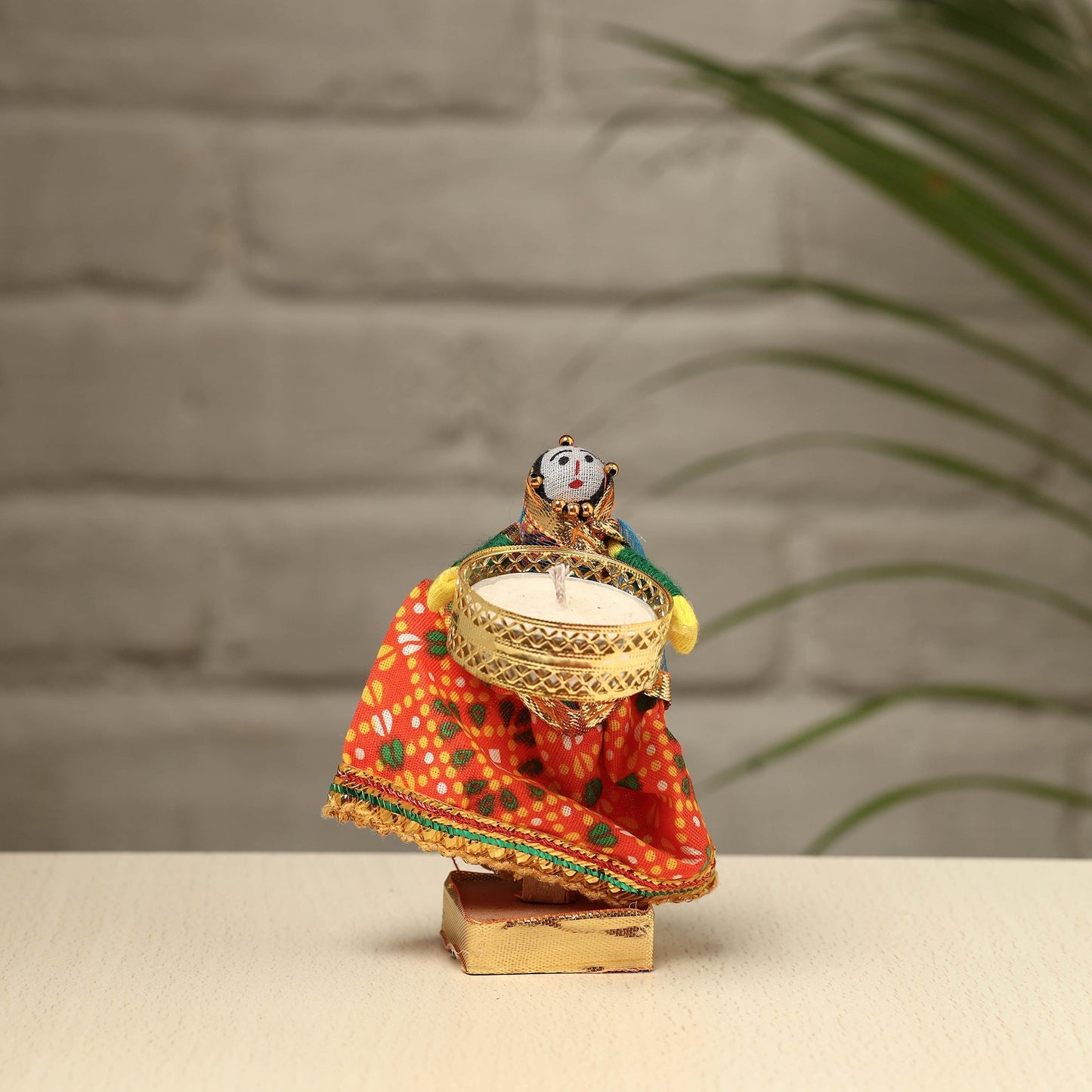 Rajasthani Puppet Couple Handmade Tealight Candle Holders (Set of 2)