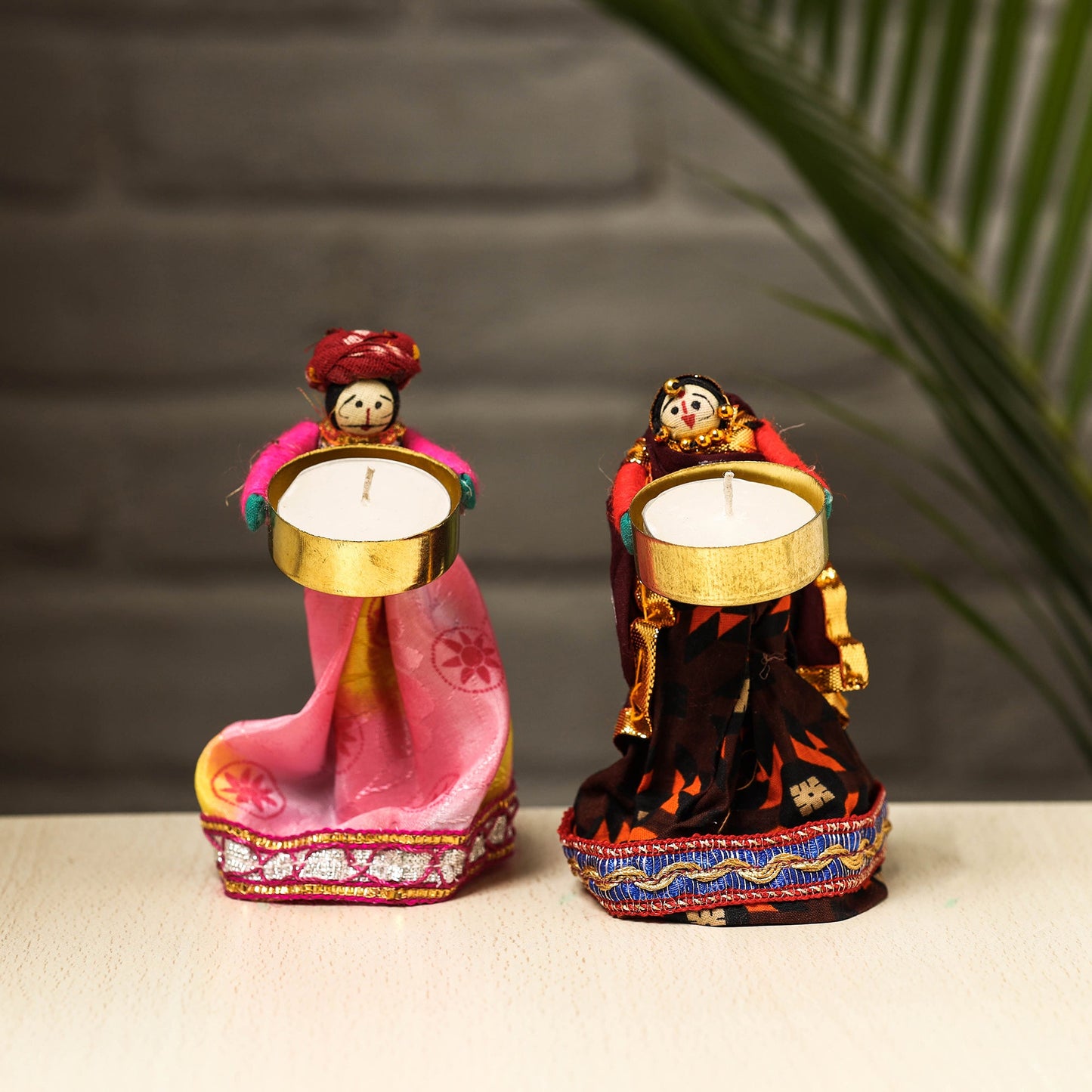 Rajasthani Puppet Couple Handmade Tealight Candle Holders