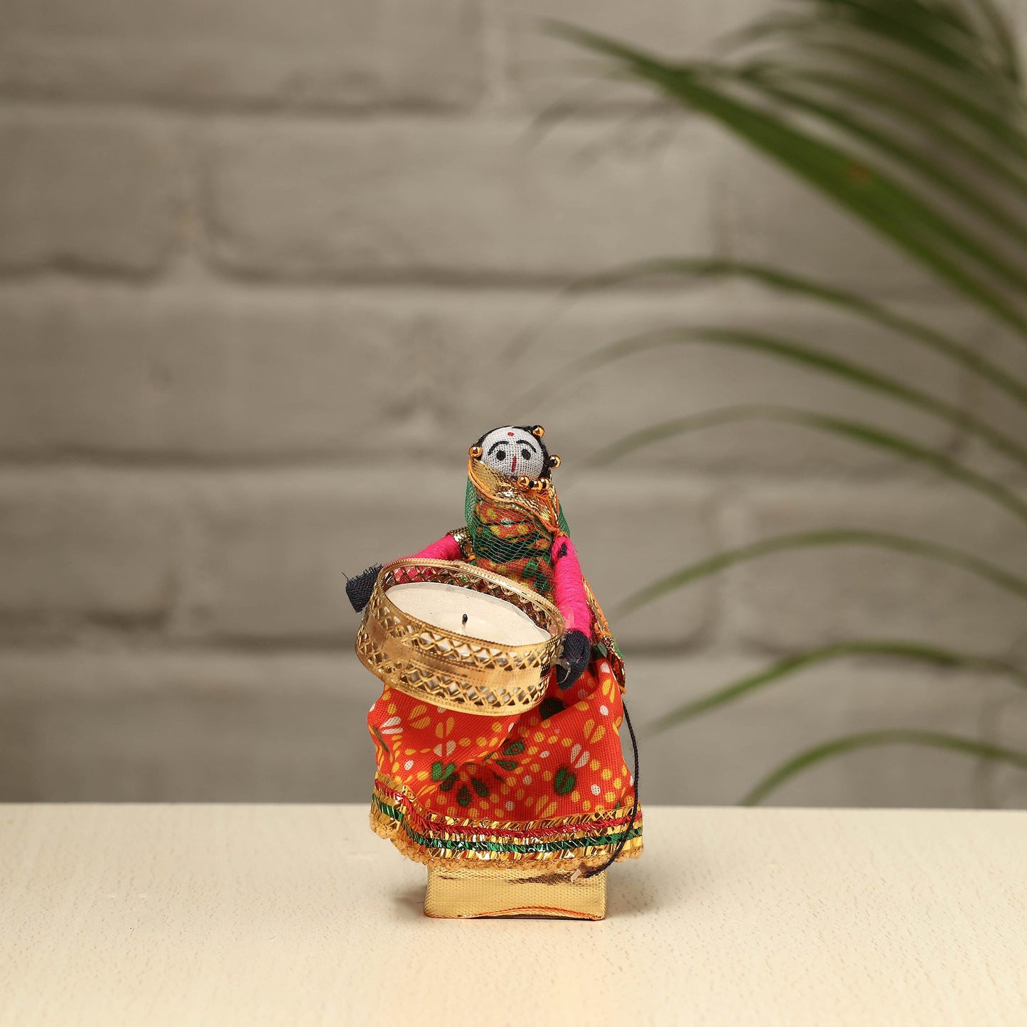 Rajasthani Puppet Couple Handmade Tealight Candle Holders (Set of 2)