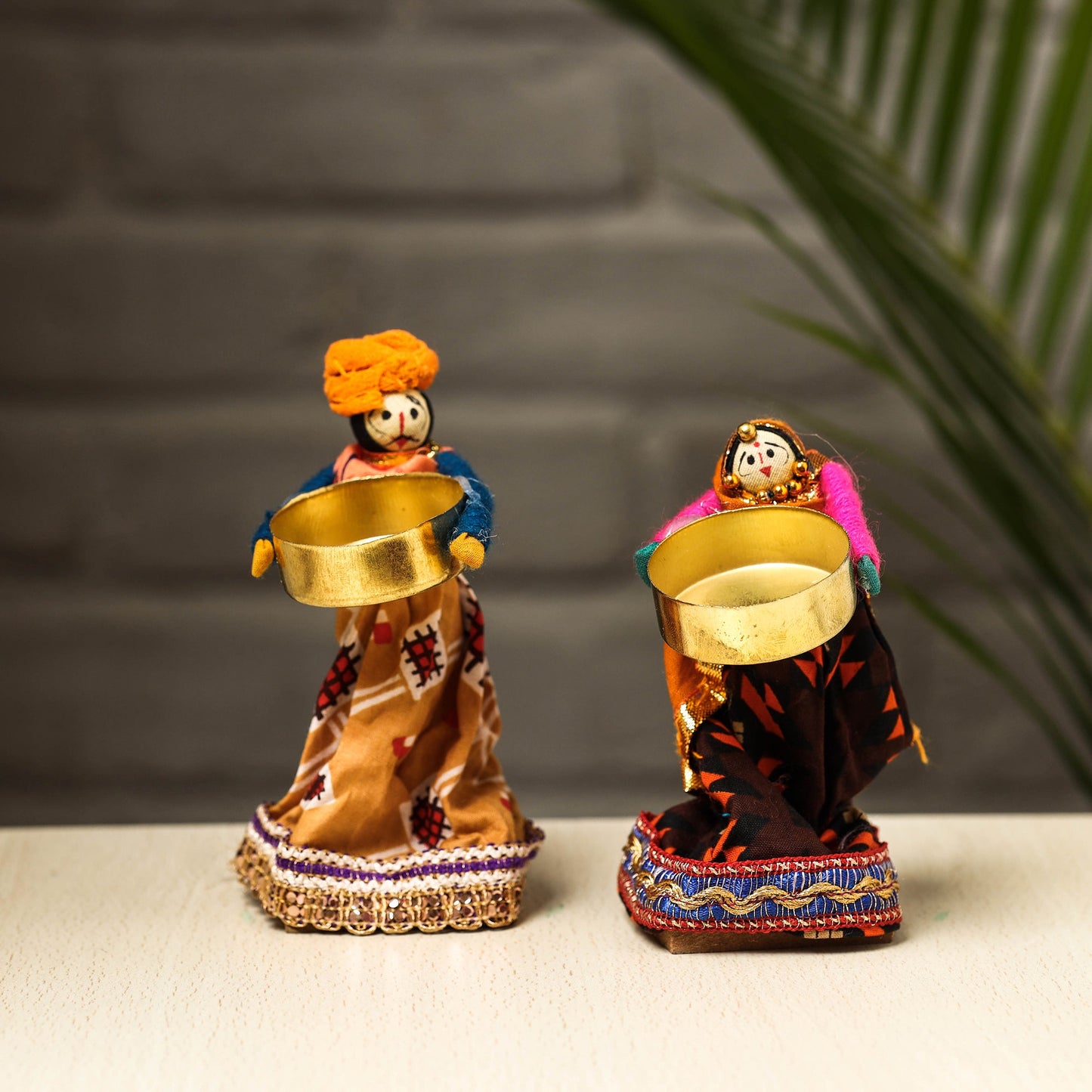 Rajasthani Puppet Couple Handmade Tealight Candle Holders