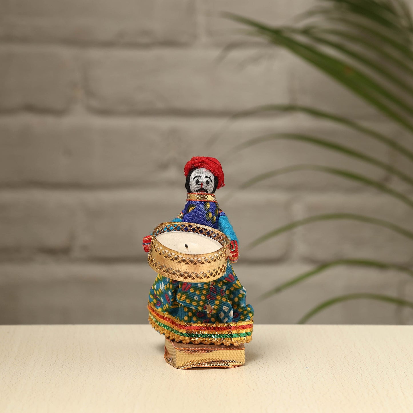 Rajasthani Puppet Couple Handmade Tealight Candle Holders (Set of 2)