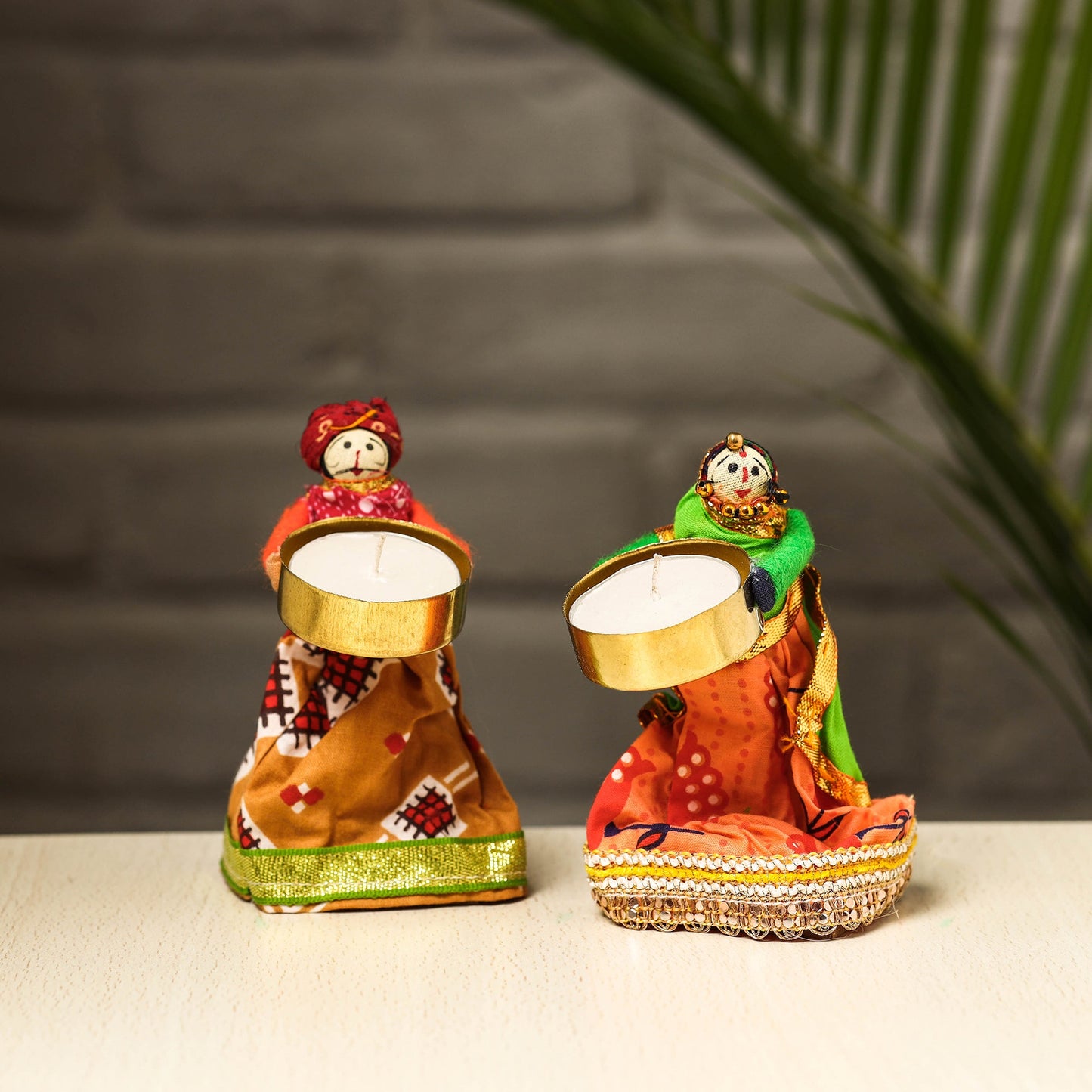 Rajasthani Puppet Couple Handmade Tealight Candle Holders