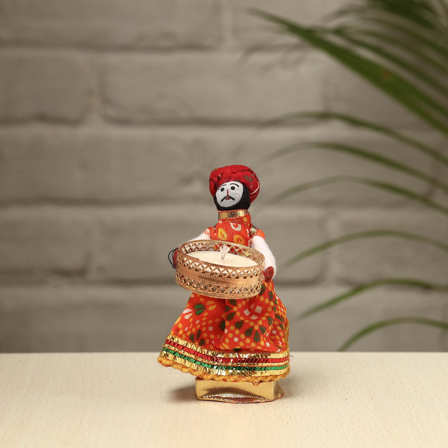 Rajasthani Puppet Couple Handmade Tealight Candle Holders (Set of 2)