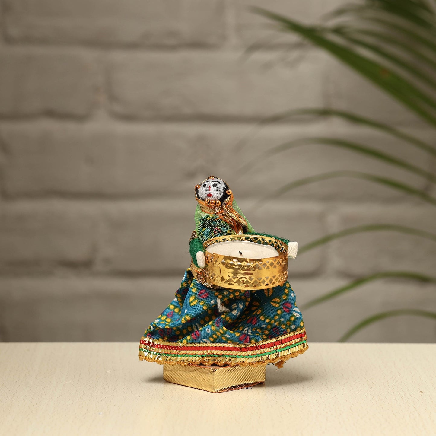 Rajasthani Puppet Couple Handmade Tealight Candle Holders (Set of 2)