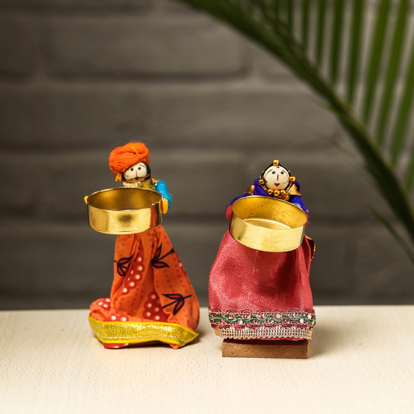 Rajasthani Puppet Couple Handmade Tealight Candle Holders