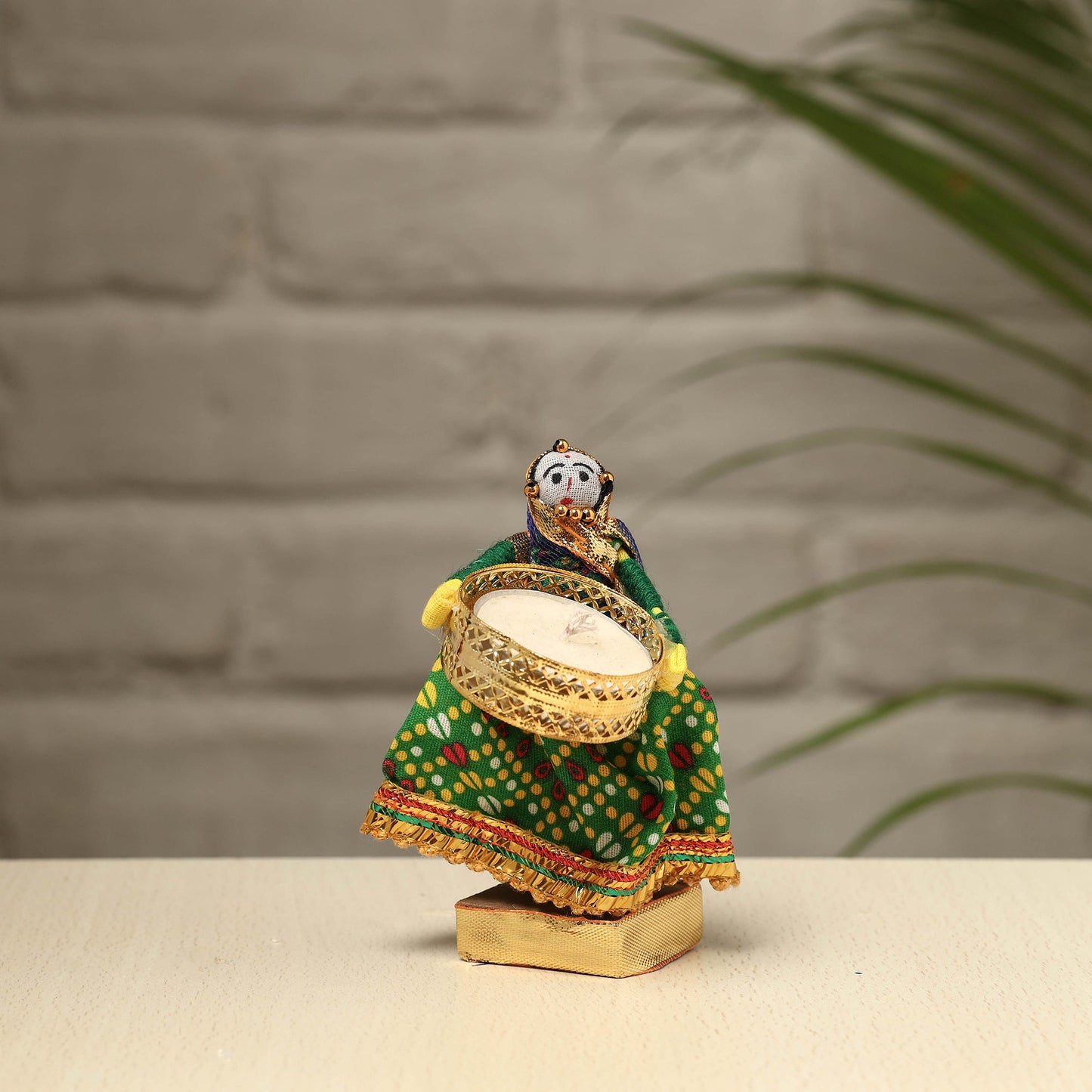 Rajasthani Puppet Couple Handmade Tealight Candle Holders (Set of 2)