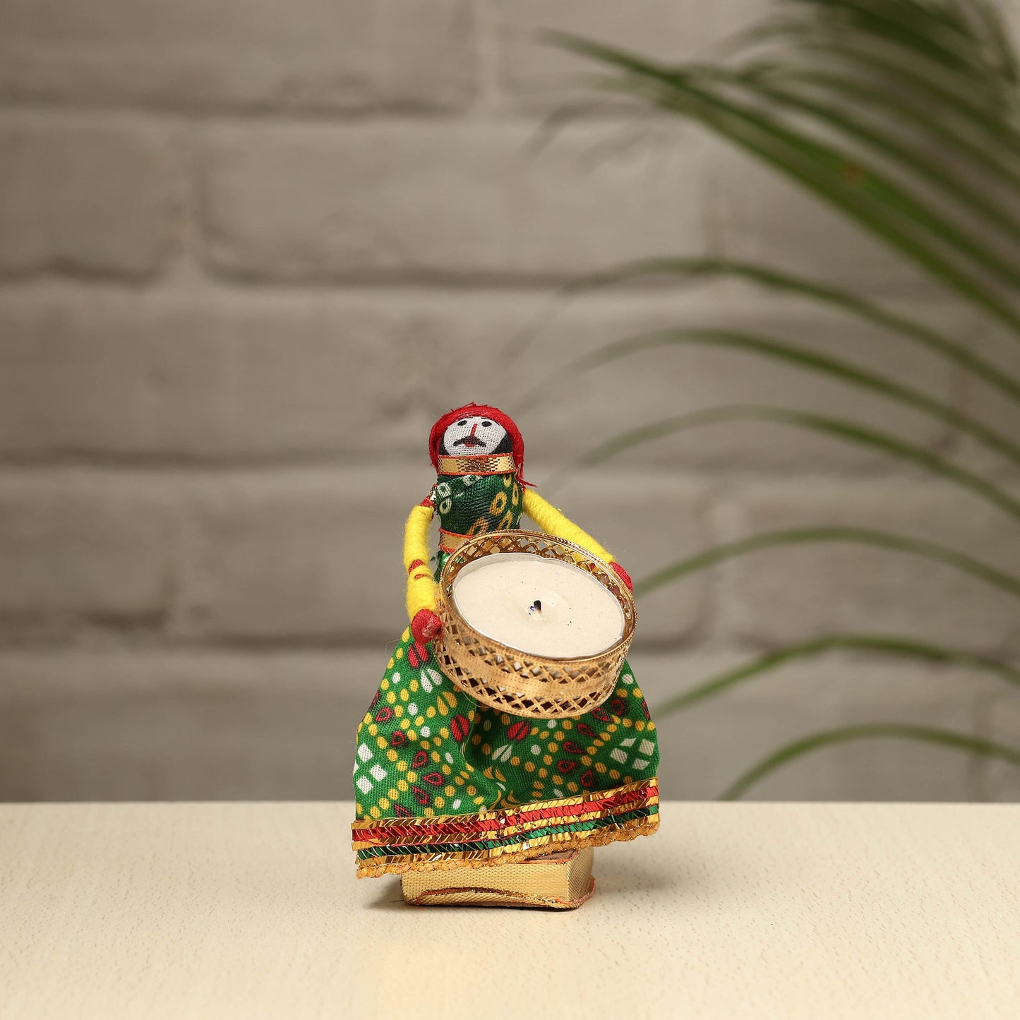 Rajasthani Puppet Couple Handmade Tealight Candle Holders (Set of 2)