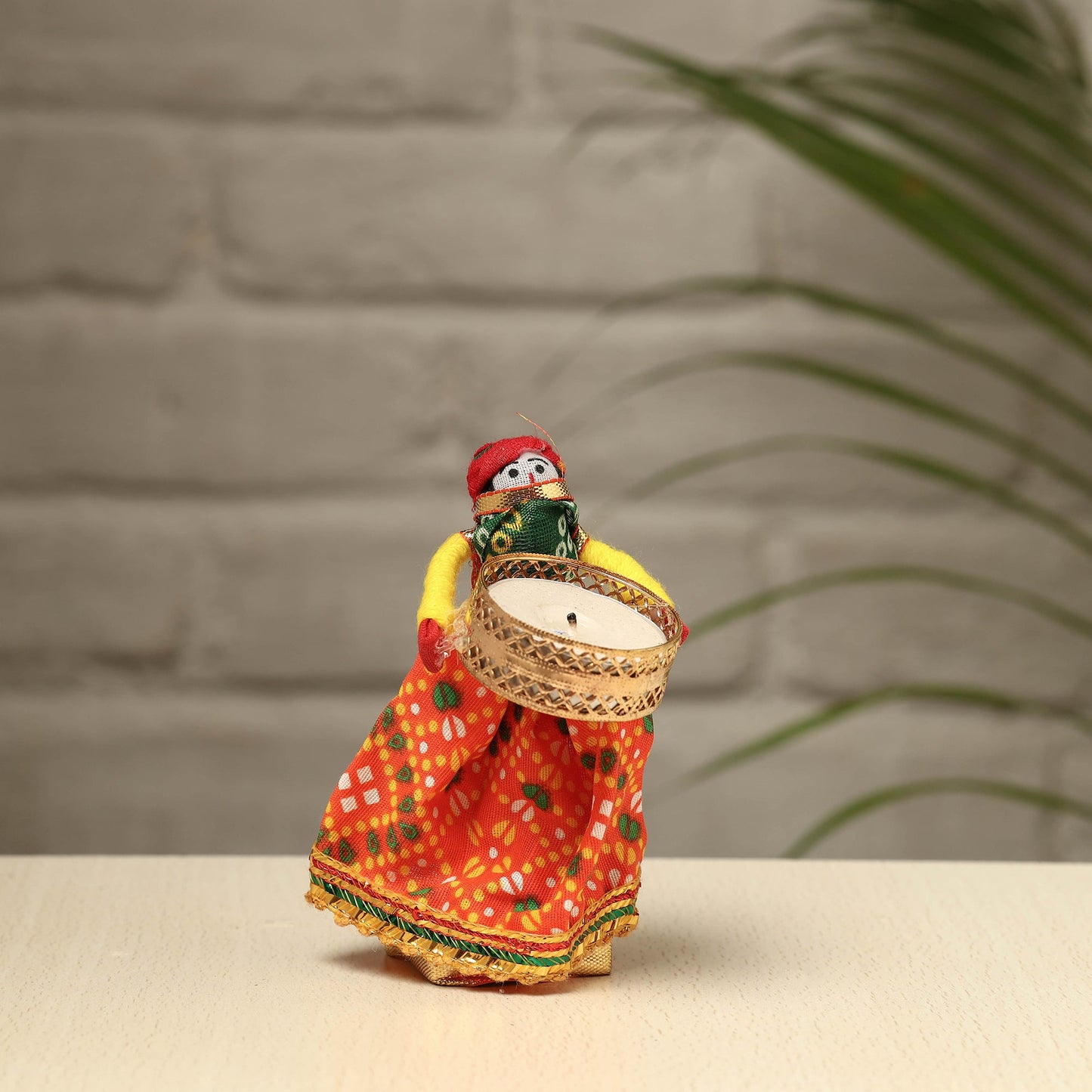 Rajasthani Puppet Couple Handmade Tealight Candle Holders (Set of 2)